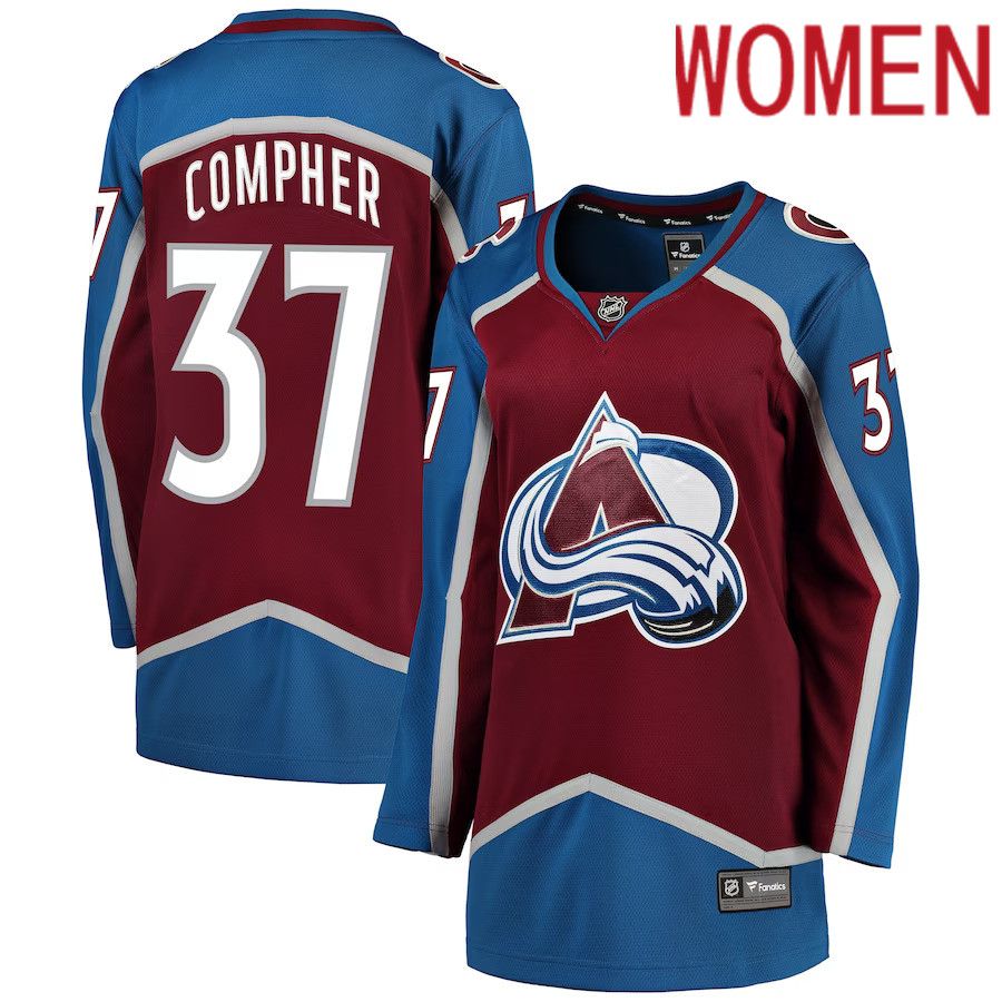 Women Colorado Avalanche 37 J.T. Compher Fanatics Branded Burgundy Breakaway Player NHL Jersey